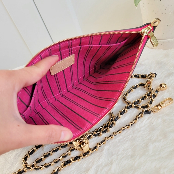 💕 LOUIS VUITTON Neverfull Monogram "PEONY" Mm/Gm Clutch/ Wristlet/Crossbody - Picture 7 of 16